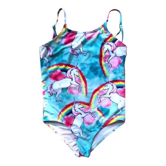 Not Known Other - Unicorn Rainbow Swimsuit One Piece Adjustable Straps Girl's Size XL